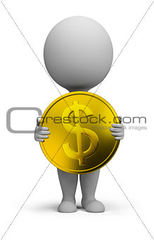 3d small people - gold coin