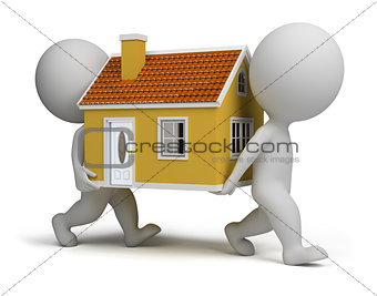3d small people carrying home