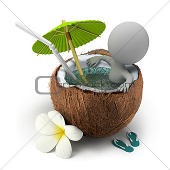 3d small people - takes a bath coconut