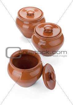 Three clay pots
