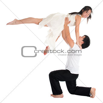 Asian teens couple contemporary dancers 