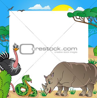 African frame with animals 03