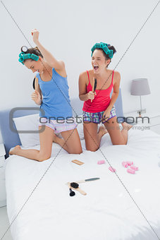 Girls having fun in bed