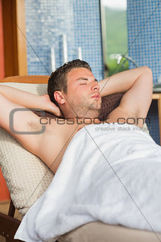 Man relaxing at the spa
