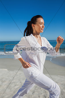 Brunette woman running