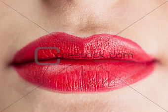 Extreme close up on sensual red lips