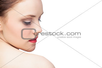 Attractive young model looking over shoulder
