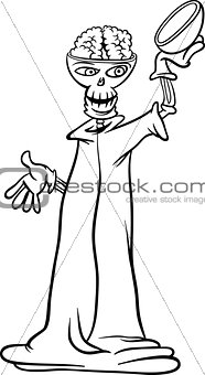 skeleton cartoon for coloring book