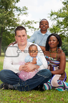 Mixed family in the park