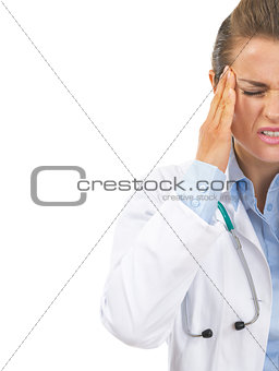 Closeup on stressed doctor woman