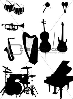 Musical instrument silhouettes