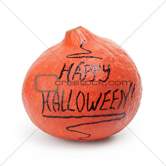 Happy Halloween inscription on the pumpkin