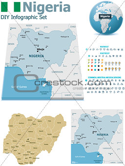Nigeria maps with markers