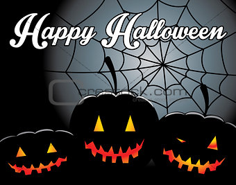 halloween background with pumpkin and spider web