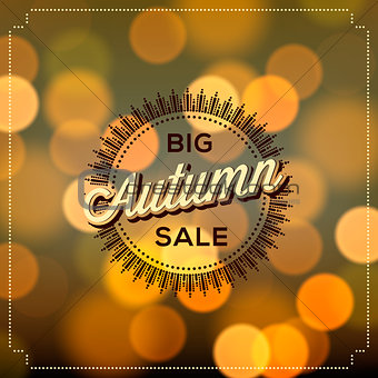 Autumn Sale poster bokeh background, vector Eps10 illustration.