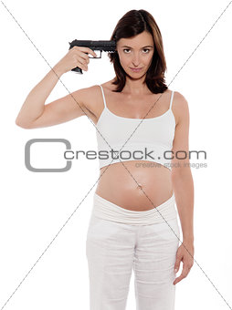 Pregnant Woman Portrait Suicide Concept