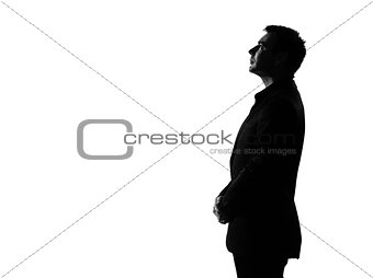 silhouette  man  profile serious looking up