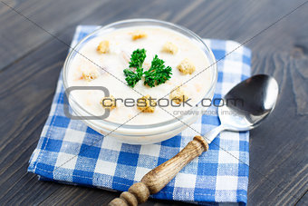 Bowl of cheese soup