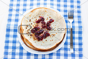 Thin pancakes on a plate