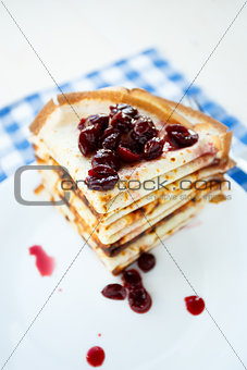 Thin pancakes on a plate