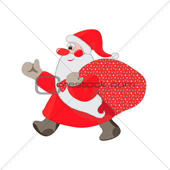 Santa Claus walking with a bag