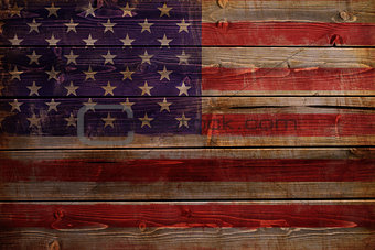 United States of America flag painted on wood aces