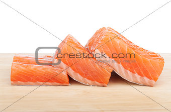 Three pieces of salmon