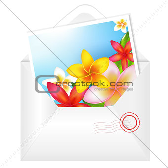 Open Envelope With Flowers Card