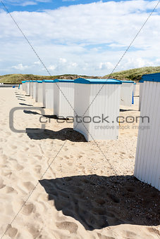Beach huts along the North Sea in the Netherlands