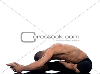 man yoga paschimottanasana pose Seated Forward Bend 