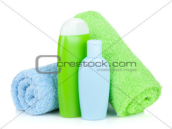 Bath bottles and towels