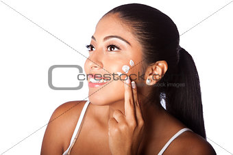 Woman beaty facial moisturizing exfoliating lotion