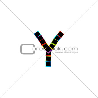 Alphabet Y with colorful polaroids