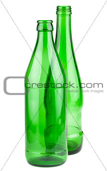 Pair of empty green bottles