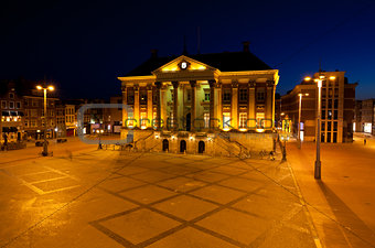 City Hall in Groningen at night