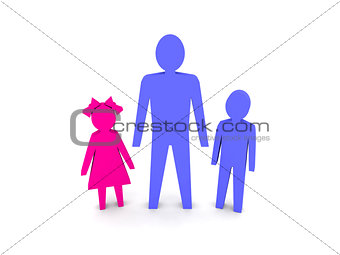 Man with children. Single-parent family.