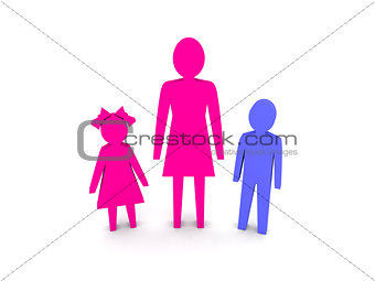 Woman with children. Single-parent family.