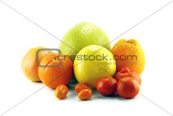 Citrus fruits isolated on white 