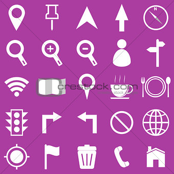 Map icons on purple background