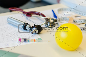 Medical tools on table