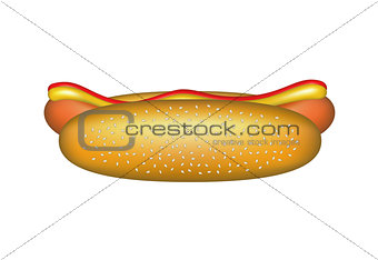 Hot dog with mustard and ketchup