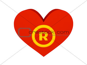 Big red heart with trademark symbol.