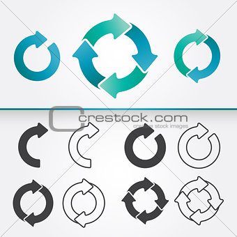 Set of Circle Arrows