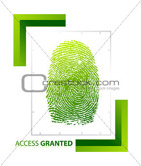 illustration of access granted sign with thumb on isolated backg