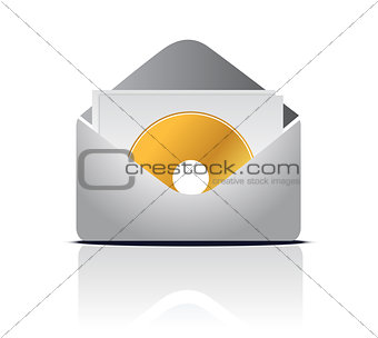 Disk inside paper envelope illustration