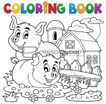 Coloring book pig theme 2