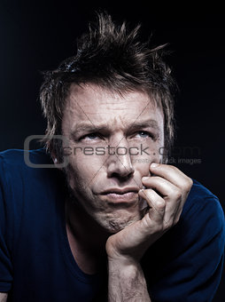 Funny Man Portrait frowning sad