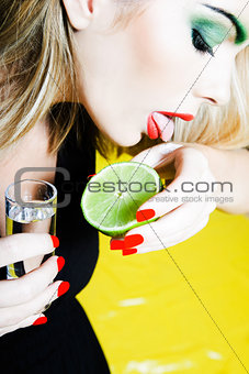 woman drinking Tequilla