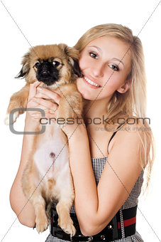 Blonde with a puppy