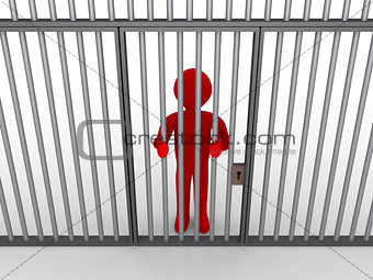 Person behind bars as a prisoner